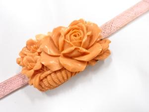 アンティーク　本珊瑚　SPM　薔薇　帯留め(約27.35g)